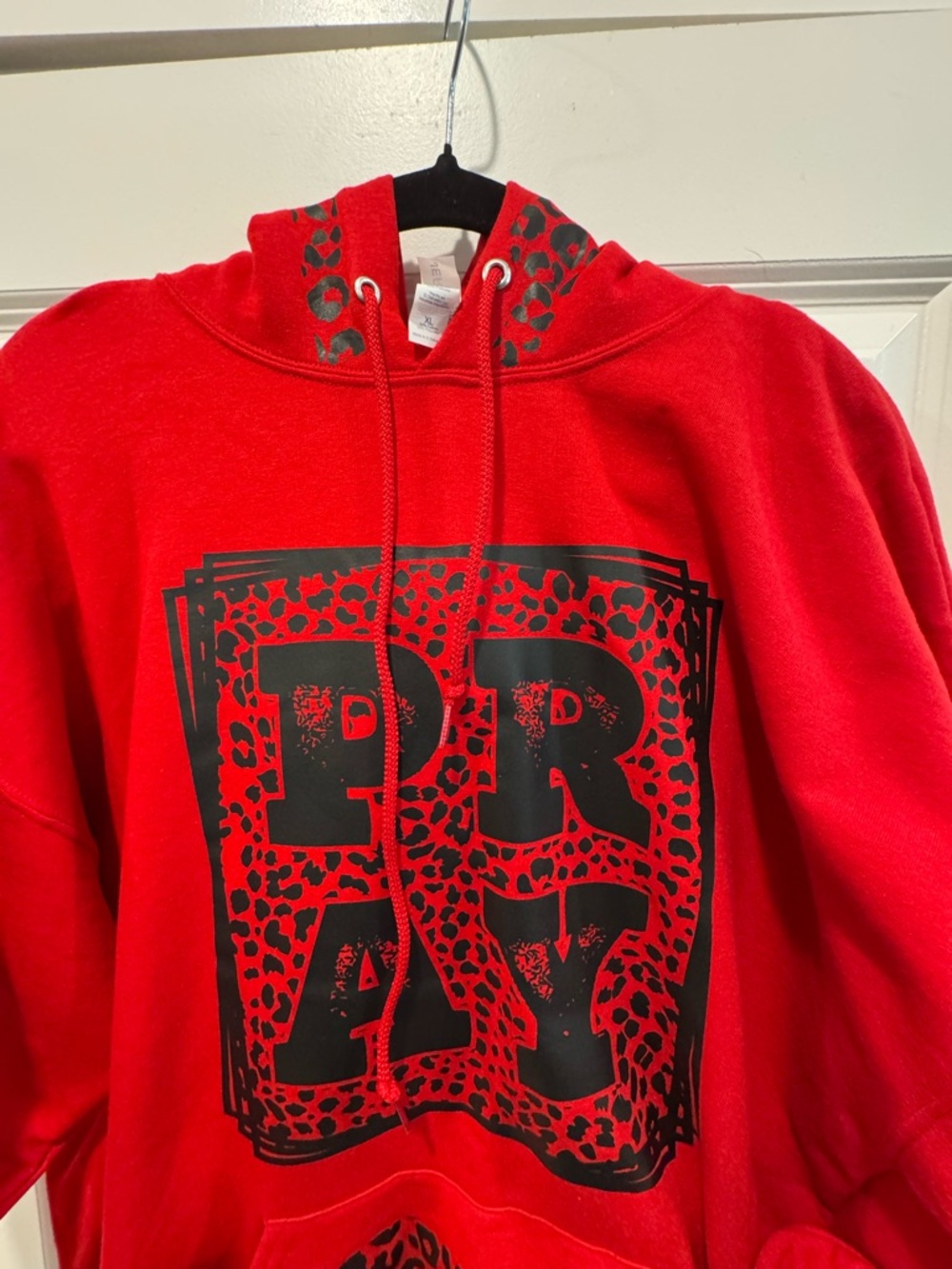 Jerzees Red Hoodie with Black Graphic Print